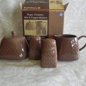 Sugar,Creamer & Salt & Pepper Shakers NWB